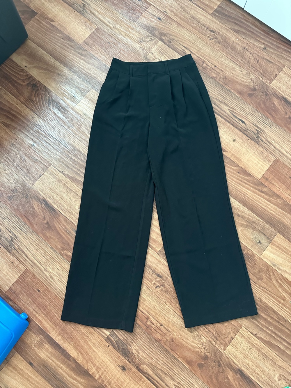 Women's High-Waist Black Straight Trousers